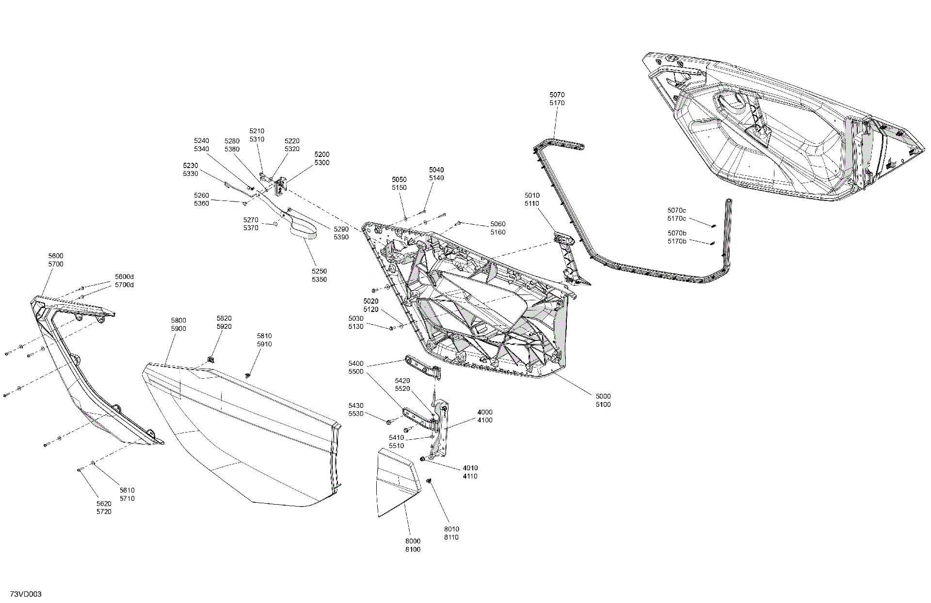 An Image of a Genuine Can-Am Parts Schematic Diagram showing the schematic - BODY - DOORS