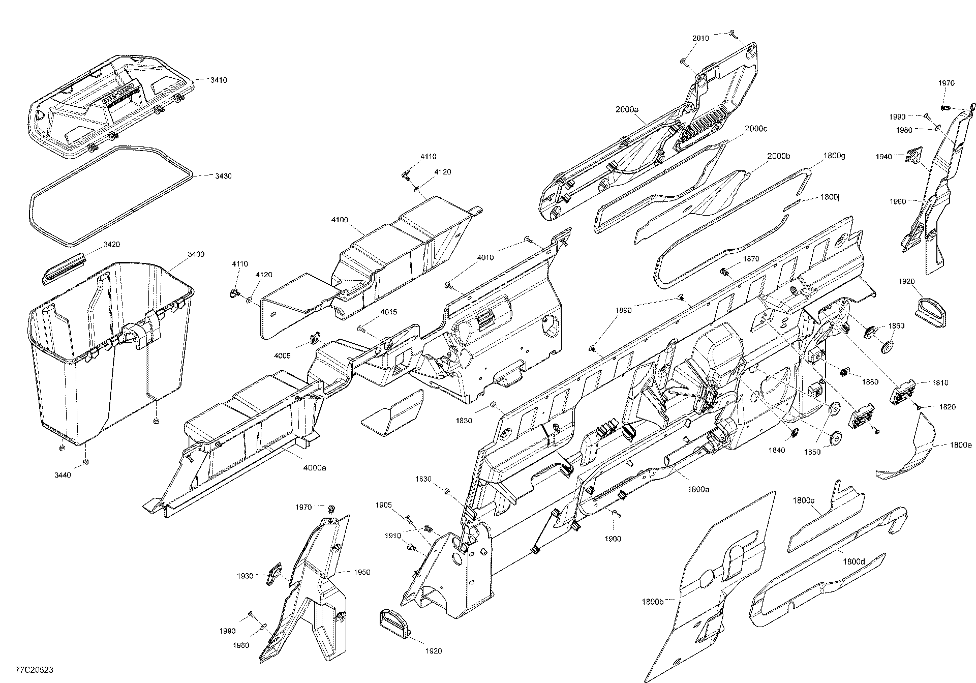 An Image of a Genuine Can-Am Parts Schematic Diagram showing the schematic - CAB INTERIOR - BACK WALL
