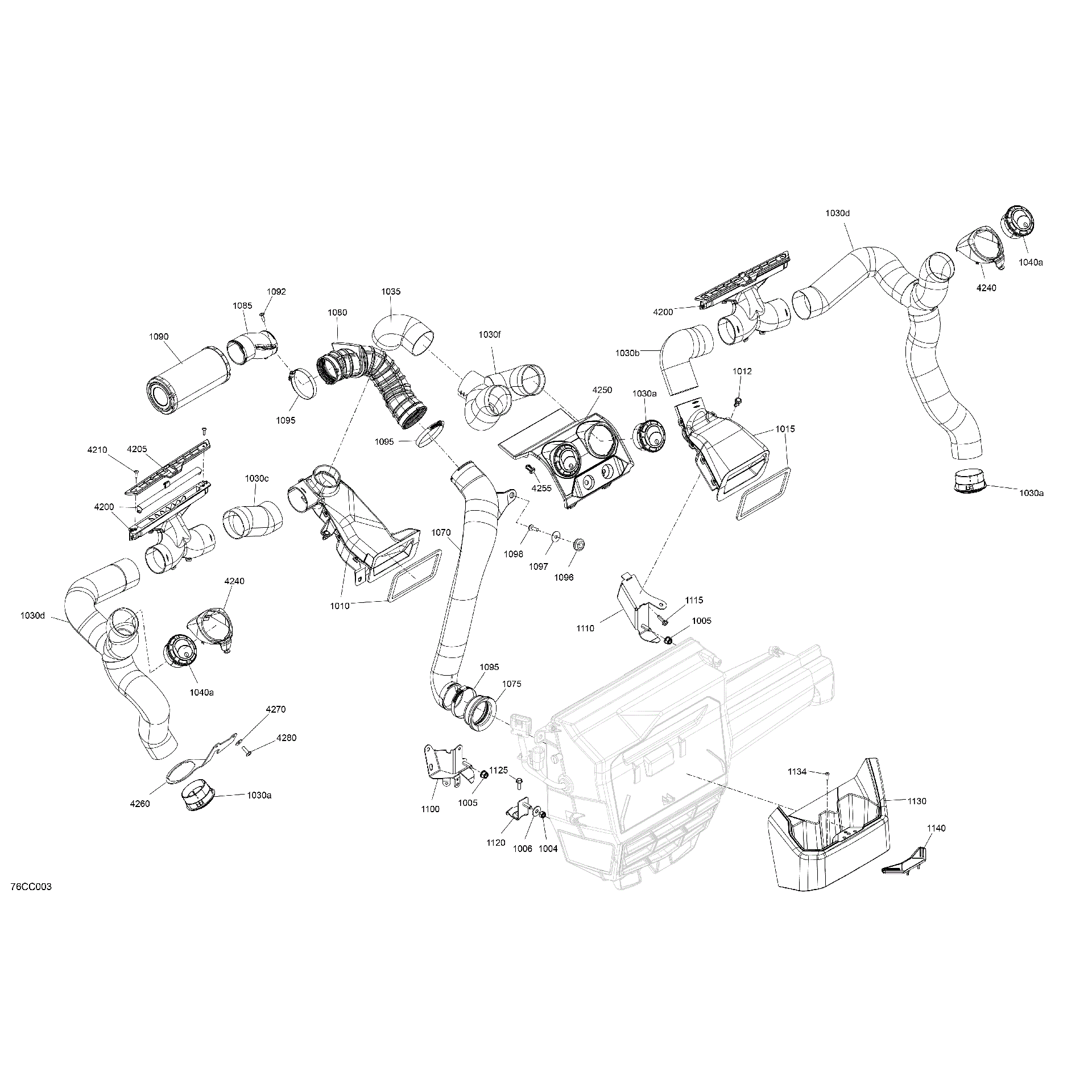 An Image of a Genuine Can-Am Parts Schematic Diagram showing the schematic - ENCLOSURE CAB - AIR CONDITIONING SYSTEM