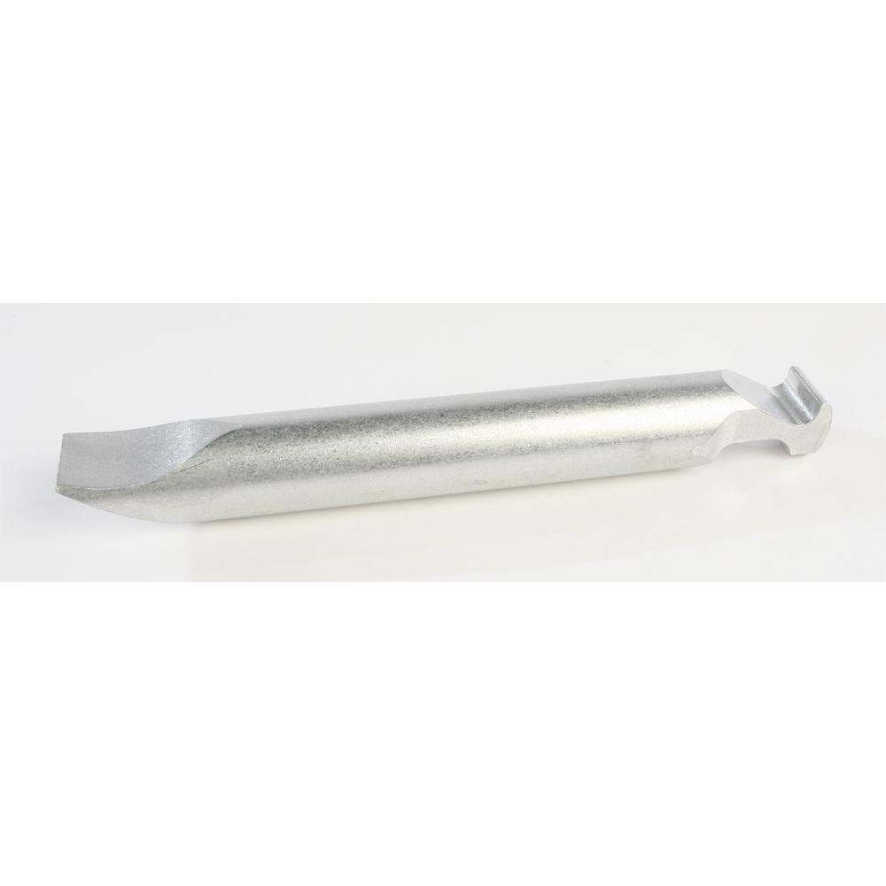 The Clutch Compression Tool by SLP is a silver metal lever with a curved, spoon-shaped end and a notched hook, shown lying on a white background.