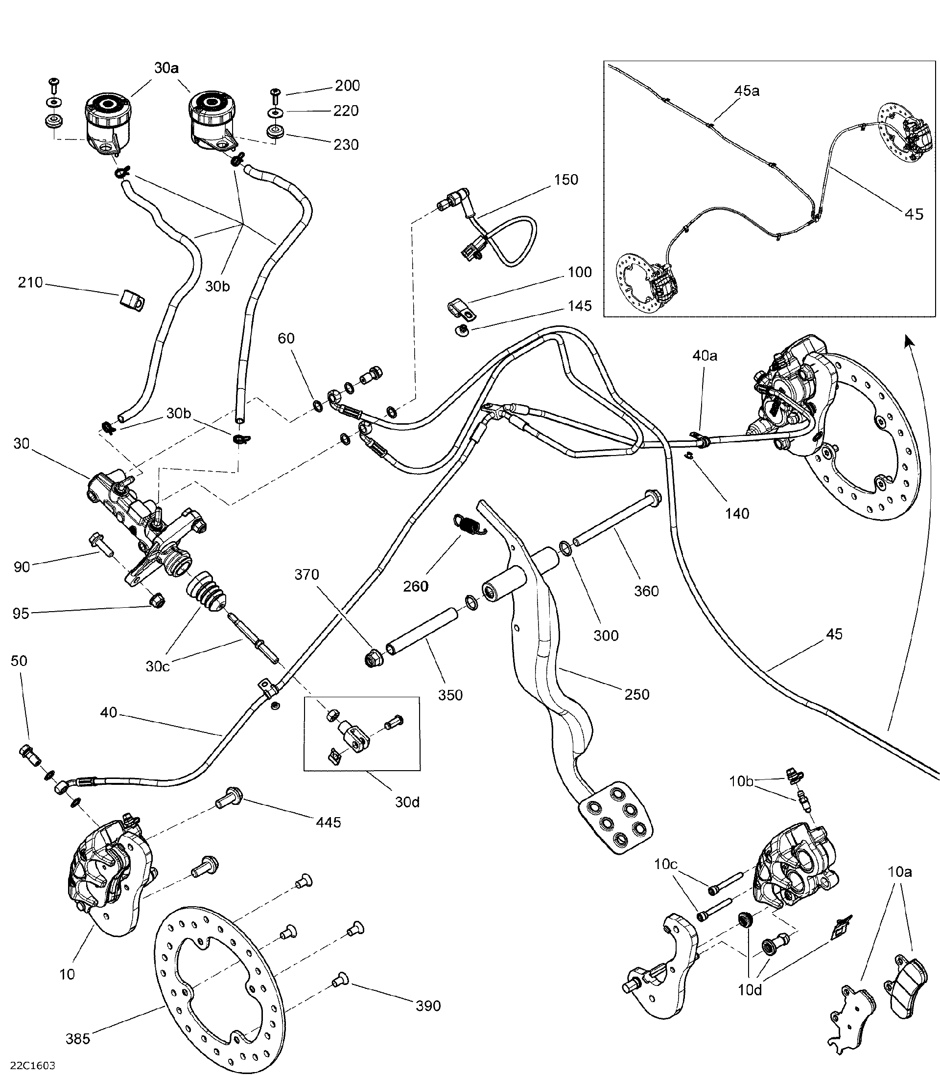 An Image of a Genuine Can-Am Parts Schematic Diagram showing the schematic - BRAKES