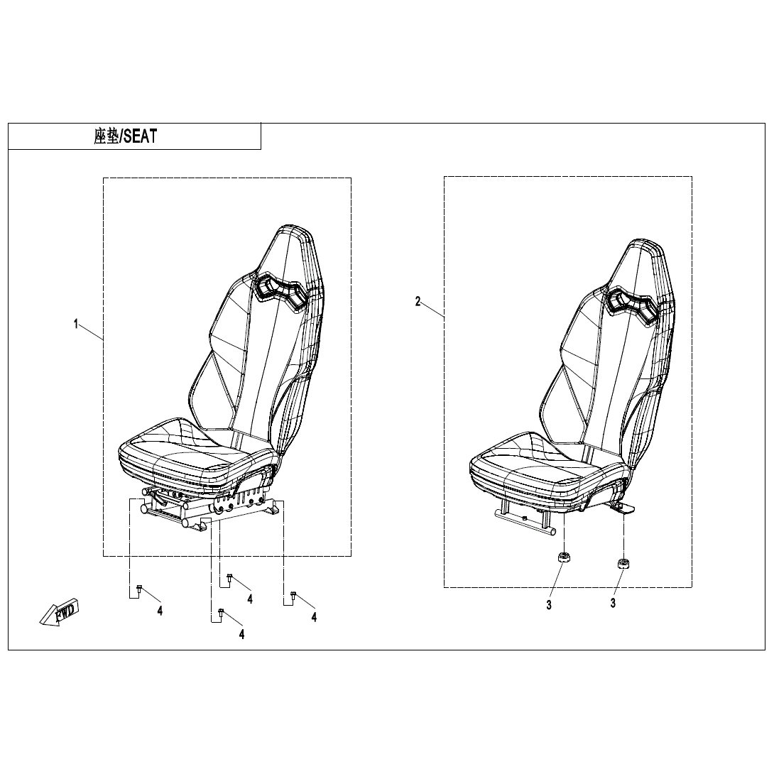 An Image of a Genuine CFMOTO Parts Schematic Diagram showing the schematic - SEAT - 2022 CFMOTO ZFORCE 950 EX