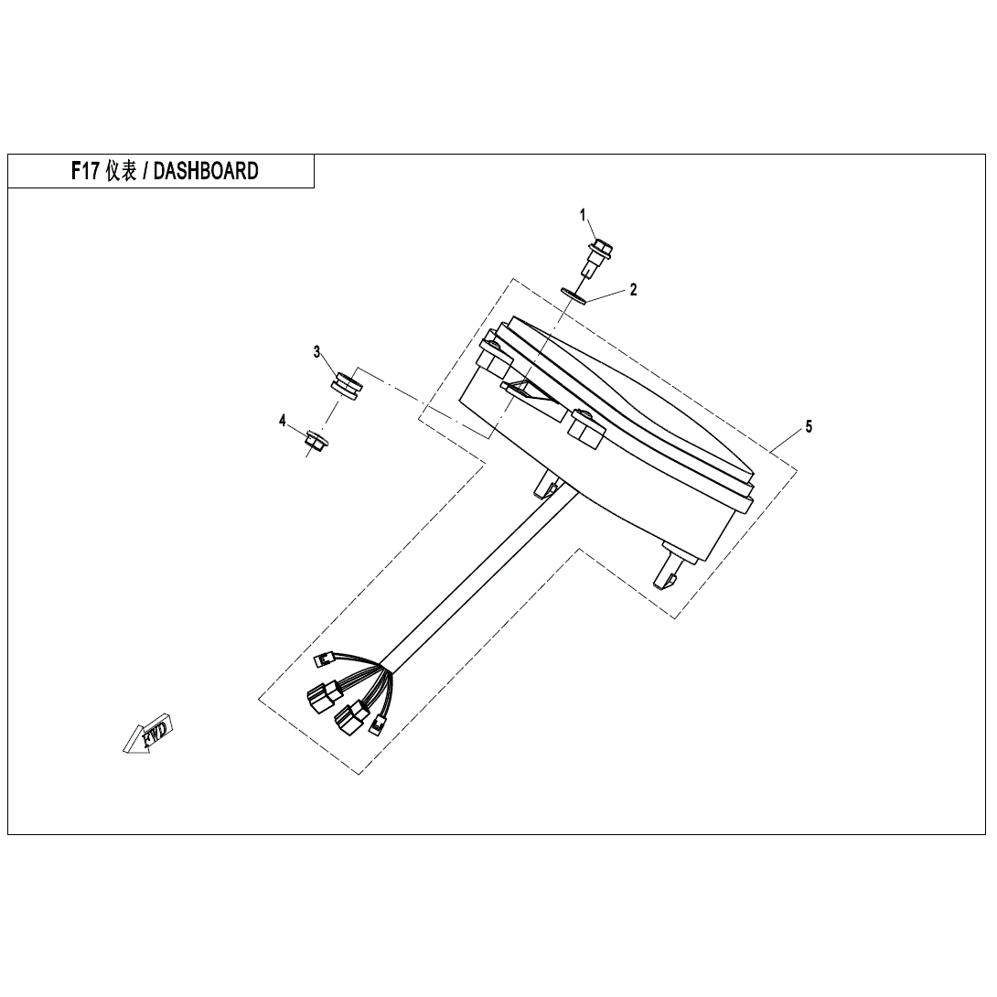 An Image of a Genuine CFMOTO Parts Schematic Diagram showing the schematic - DASHBOARD - 2021 CFMOTO ZFORCE 800 EX