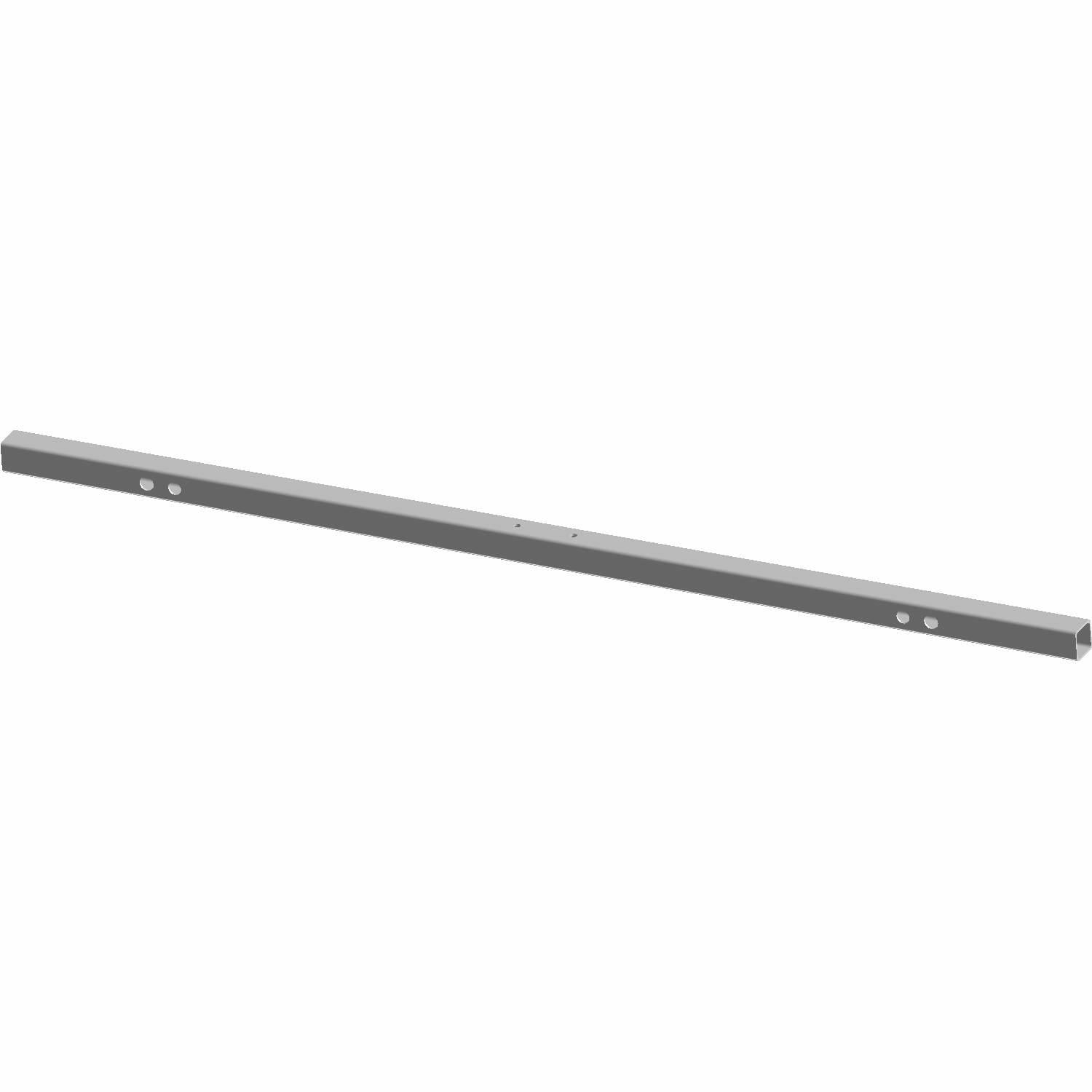 Black metal rear seat base tube with rectangular profile and pre-drilled mounting holes on each end.