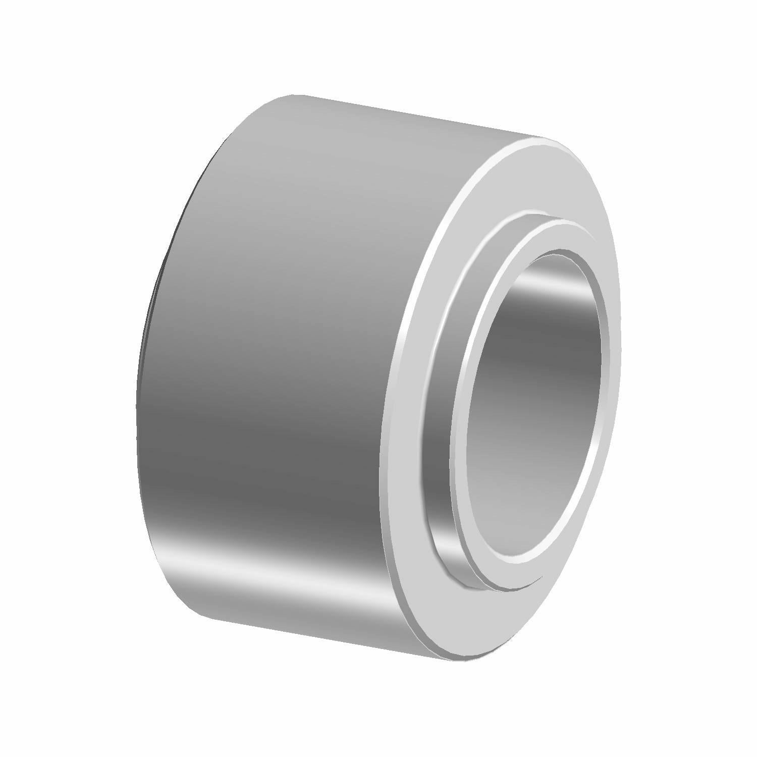 A 3D rendering of the Drive Pulley Bearing Spacer by Polaris—a metallic, cylindrical spacer with a hollow center and smooth, reflective finish—ideal for use as OEM Indian Polaris or Indian motorcycle replacement parts.