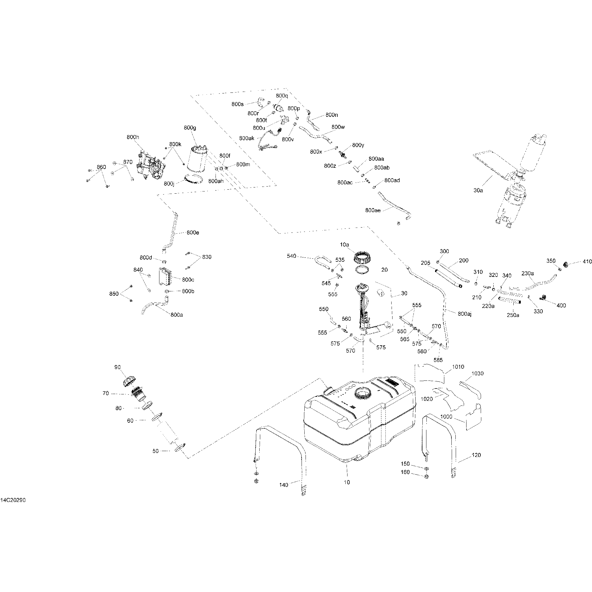An Image of a Genuine Can-Am Parts Schematic Diagram showing the schematic - ENGINE - FUEL - EVAP