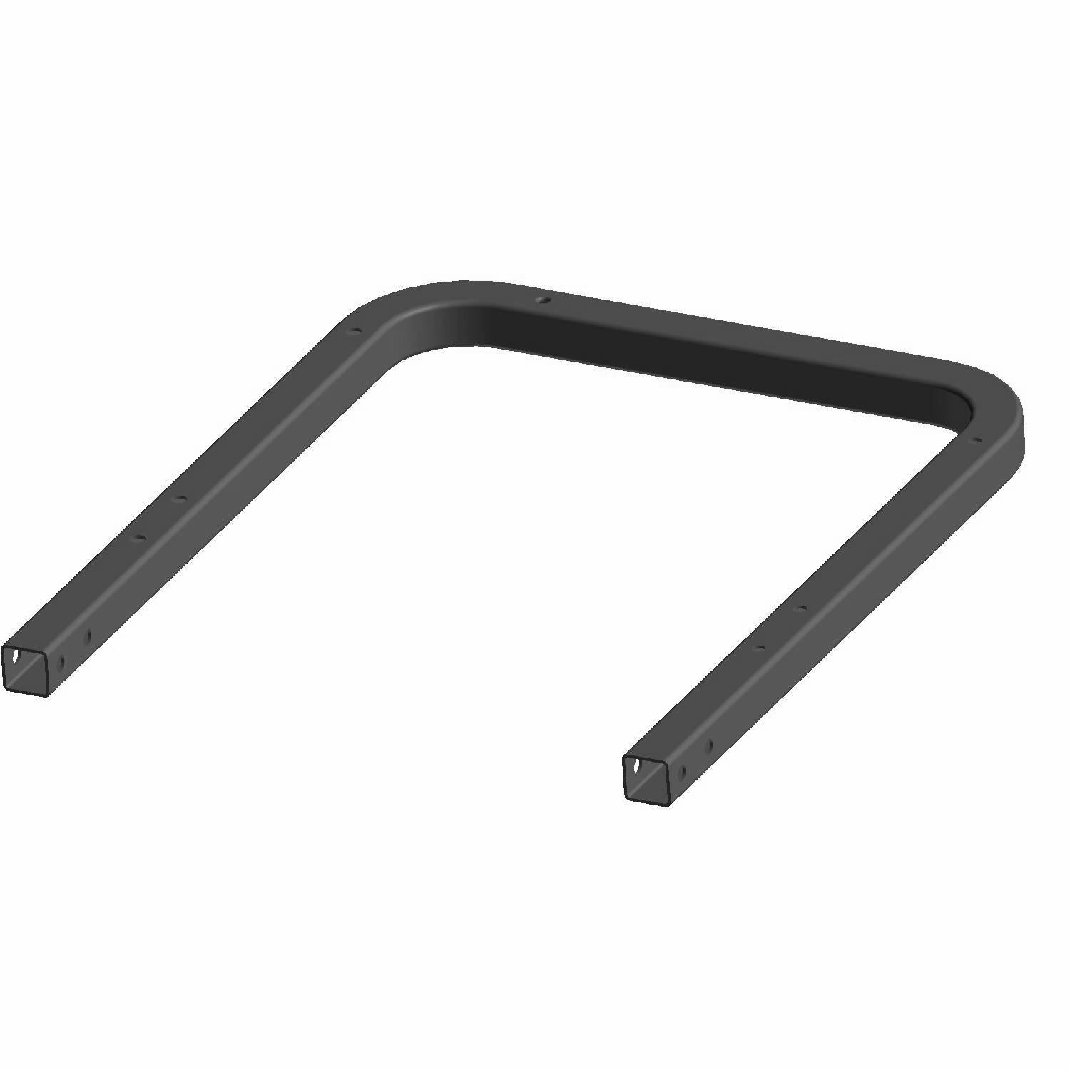 Matte black metal seat tube back frame with rectangular tubing and smooth finish.