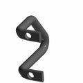 Black metal saddlebag latch striker hoop with two mounting holes, angled design for left side.