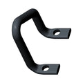 Matte black metal saddlebag latch striker hoop with two mounting holes, right side design.