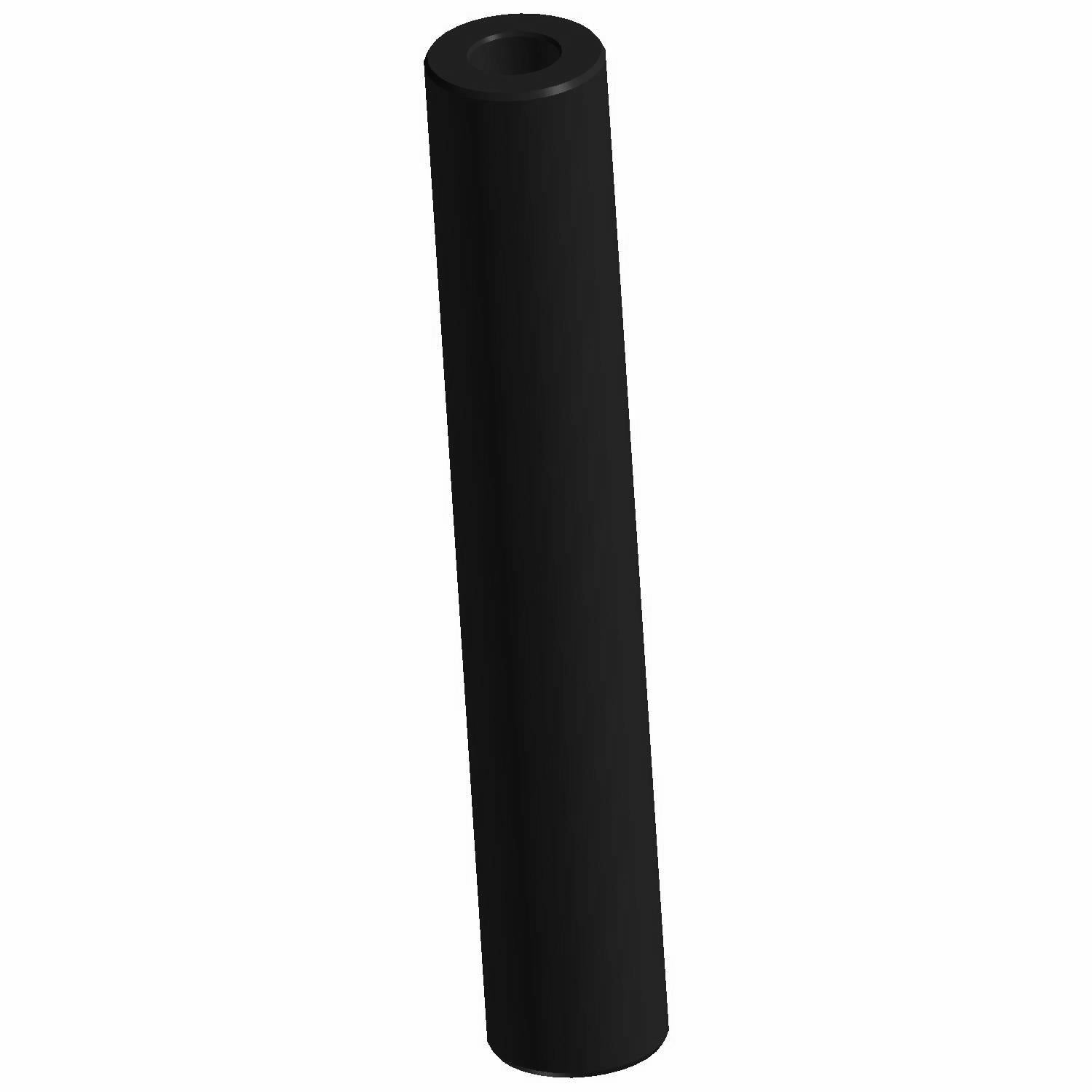 Black cylindrical spacer tube with smooth surface and hollow center.