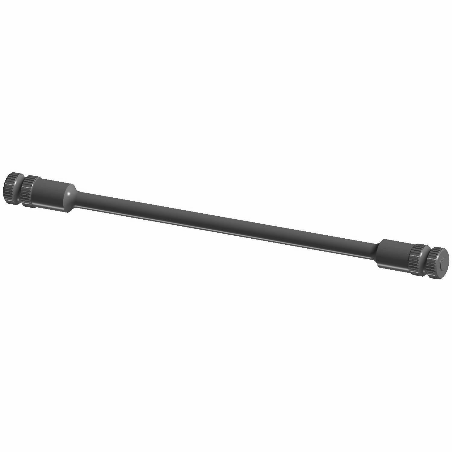 Black metal stabilizer bar with cylindrical ends and smooth cylindrical shaft, designed for off-road vehicles.