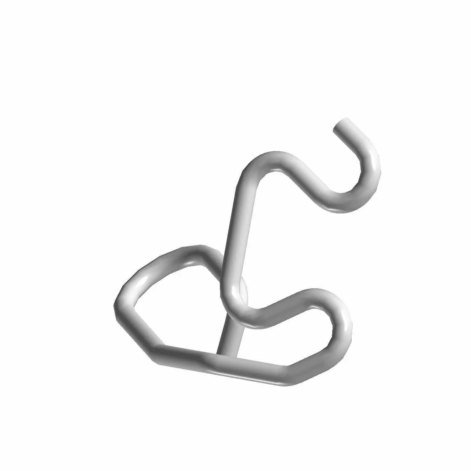 A silver, irregular Wireform Guide Cable Clutch by Polaris features a looped base and two wavy, upward-curving arms, displayed against a plain white background.