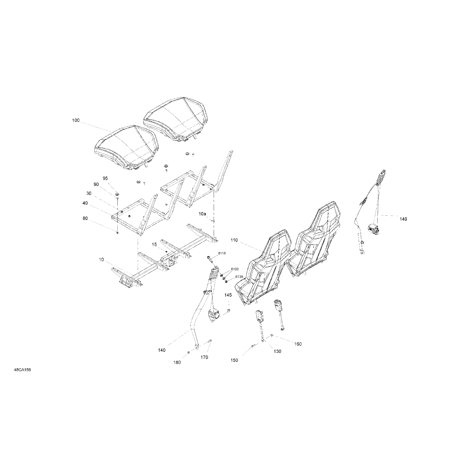 An Image of a Genuine Can-Am Parts Schematic Diagram showing the schematic - BODY - BACK SEAT