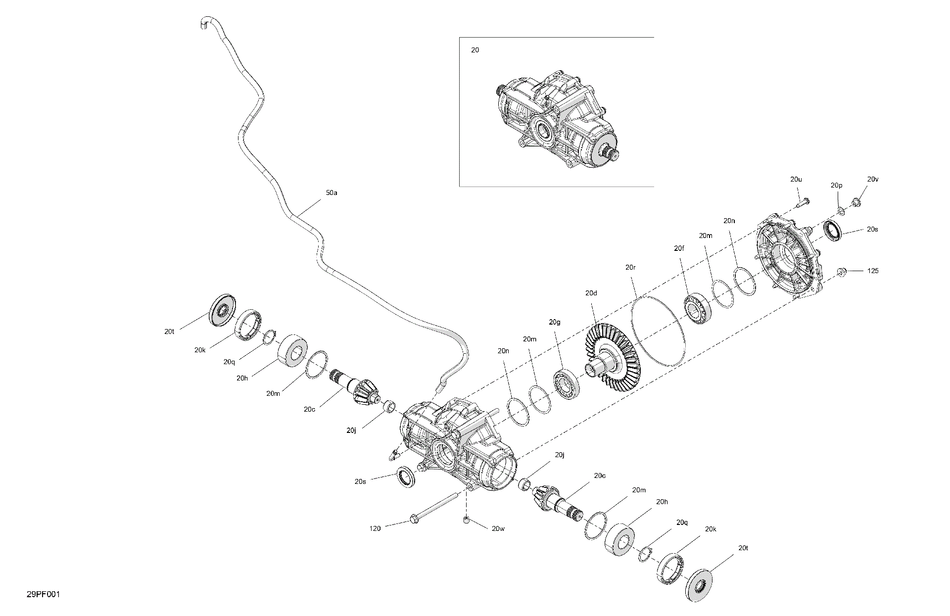 An Image of a Genuine Can-Am Parts Schematic Diagram showing the schematic - DRIVE - MIDDLE DRIVE UNIT