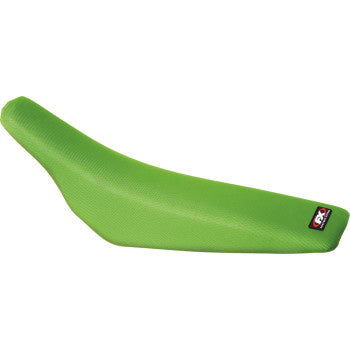 The Universal All Grip Cover Green by Factory Effex, featuring a textured surface and a small black, white, and red logo patch on one end, is displayed against a plain white background.