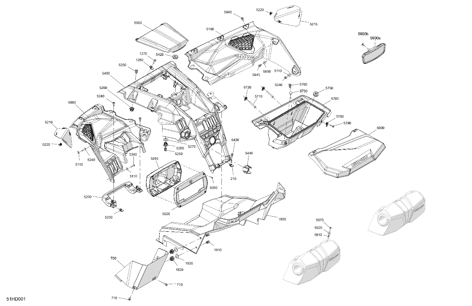 An Image of a Genuine Can-Am Parts Schematic Diagram showing the schematic - CAB INTERIOR - DASHBOARD