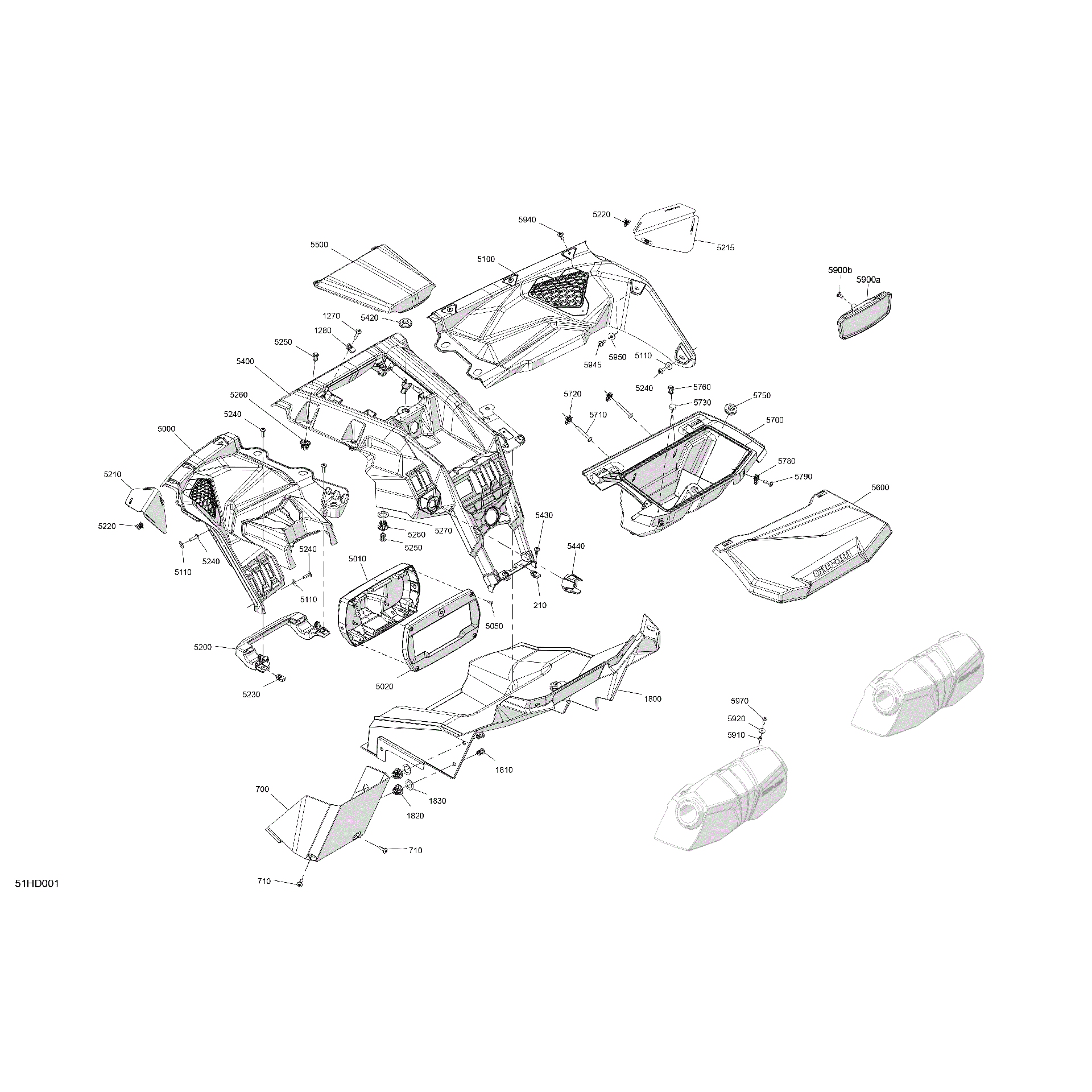 An Image of a Genuine Can-Am Parts Schematic Diagram showing the schematic - CAB INTERIOR - DASHBOARD