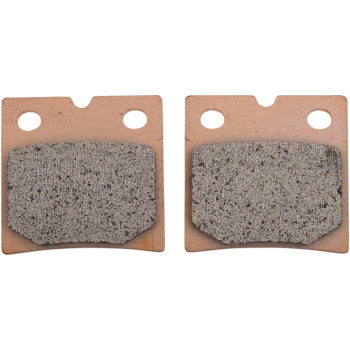 Two Sintered Brake Pads by Ebc with textured gray friction surfaces and HH rating, each with two round holes at the top, are shown side by side on a white background.
