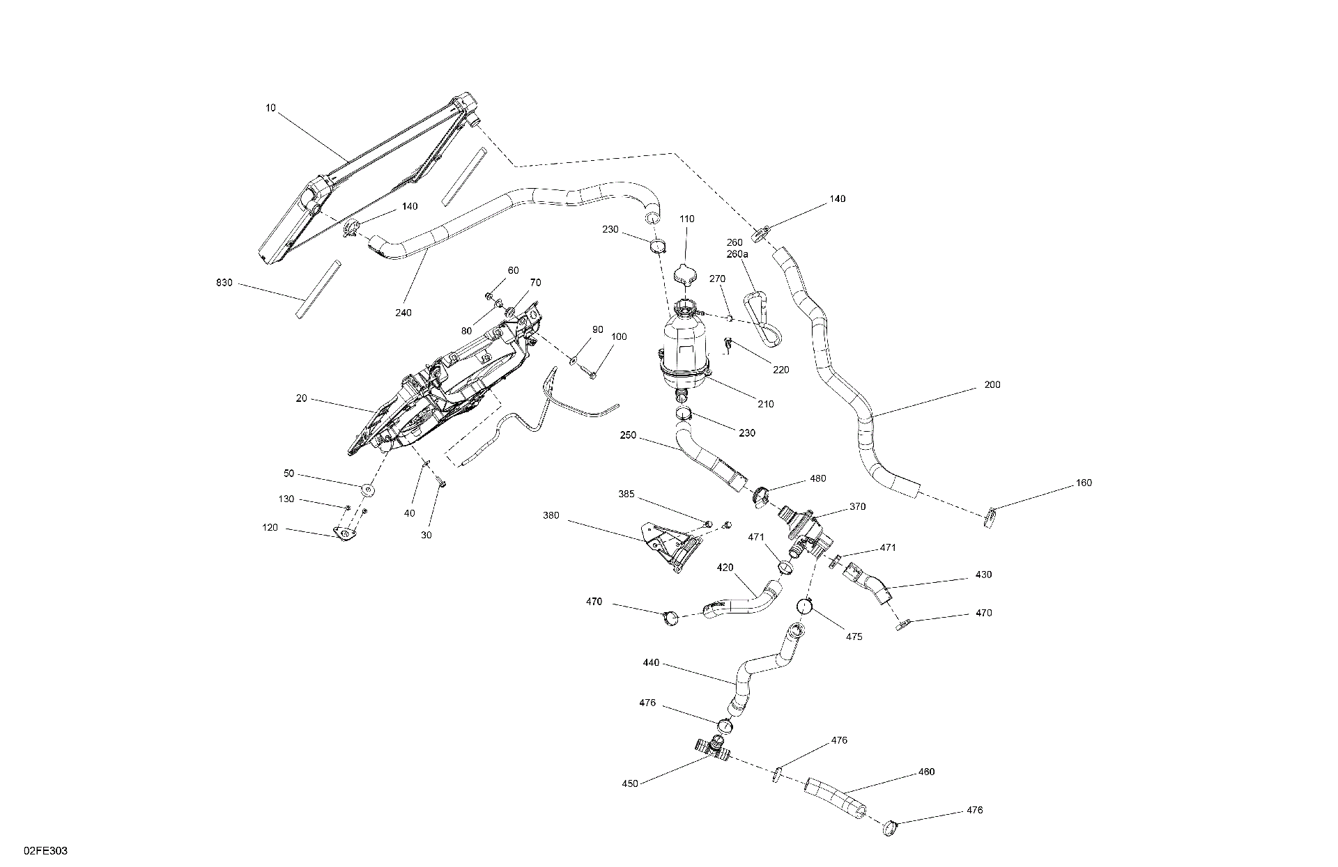 An Image of a Genuine Can-Am Parts Schematic Diagram showing the schematic - ENGINE - COOLING