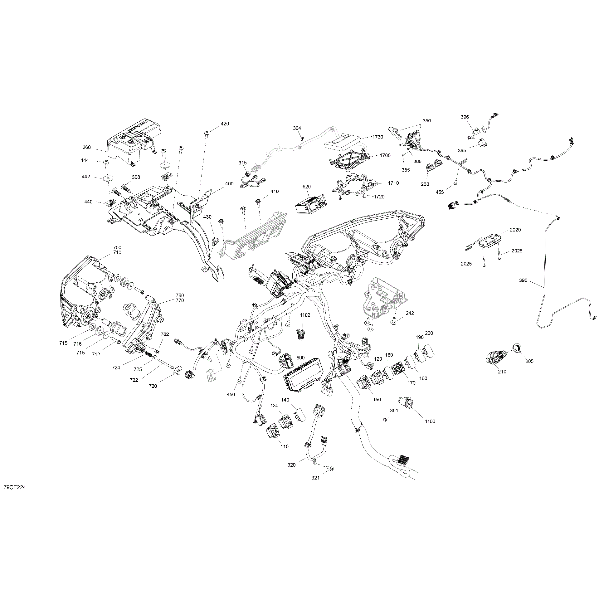An Image of a Genuine Can-Am Parts Schematic Diagram showing the schematic - ELECTRIC - FRONT SECTION