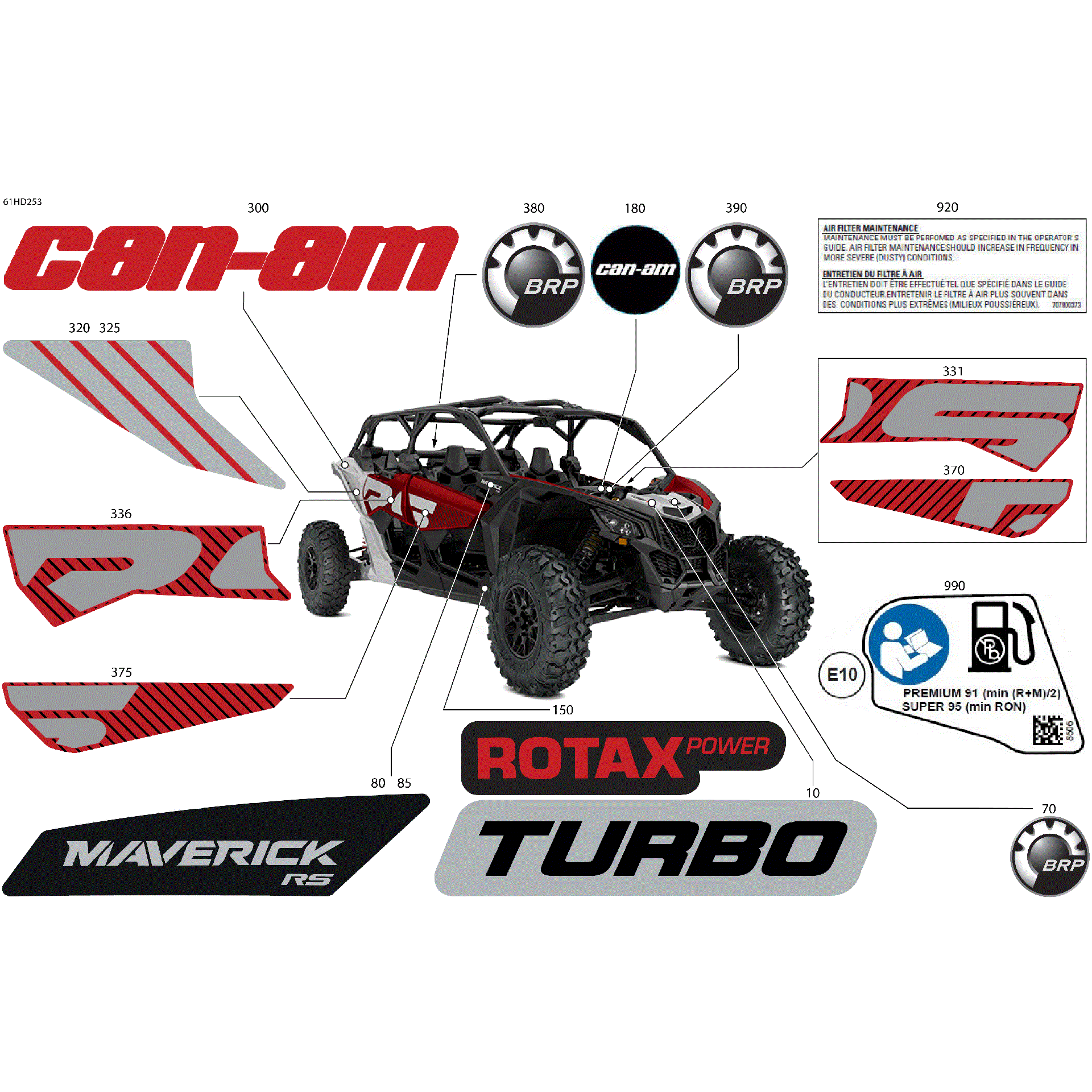 An Image of a Genuine Can-Am Parts Schematic Diagram showing the schematic - BODY - DECALS