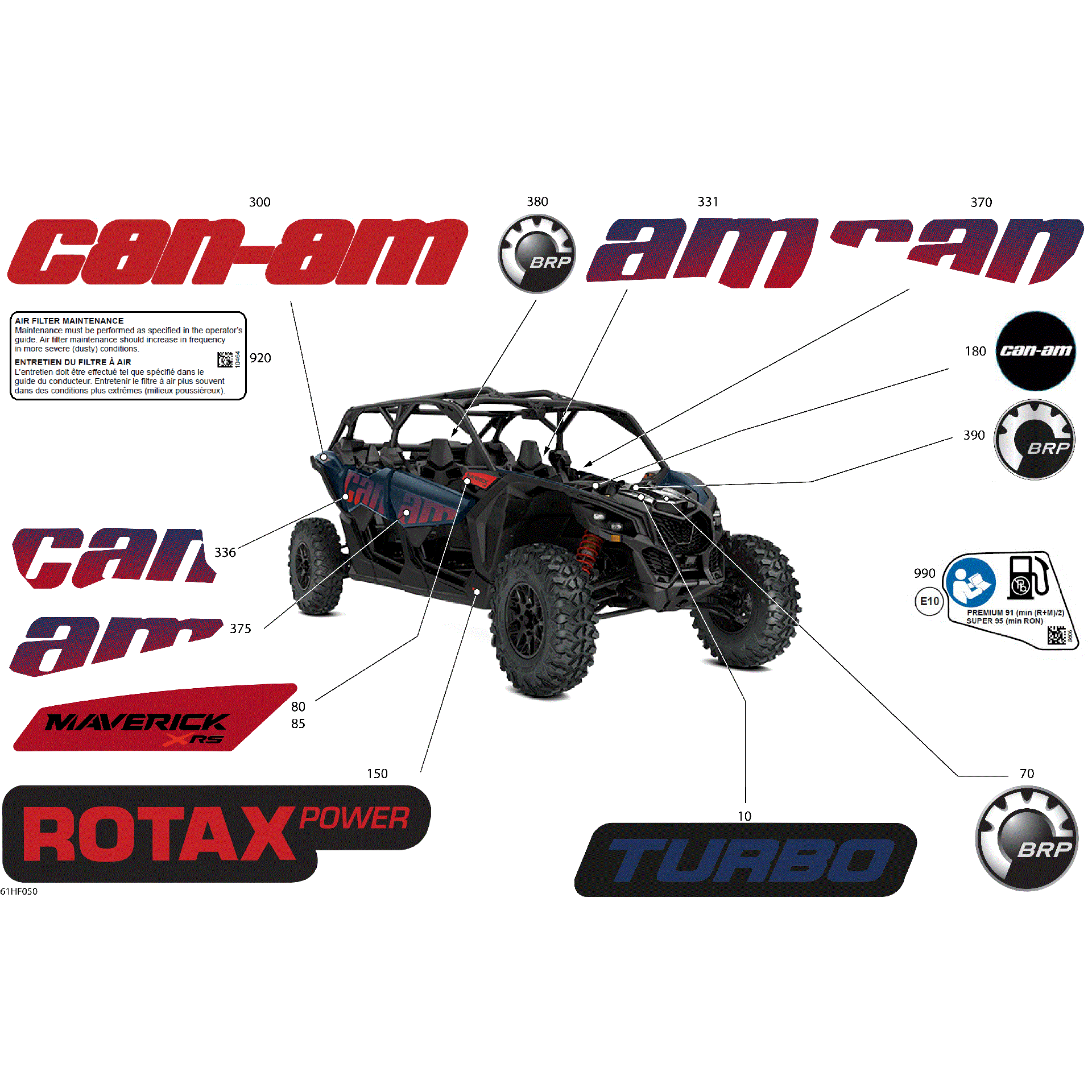 An Image of a Genuine Can-Am Parts Schematic Diagram showing the schematic - BODY - DECALS