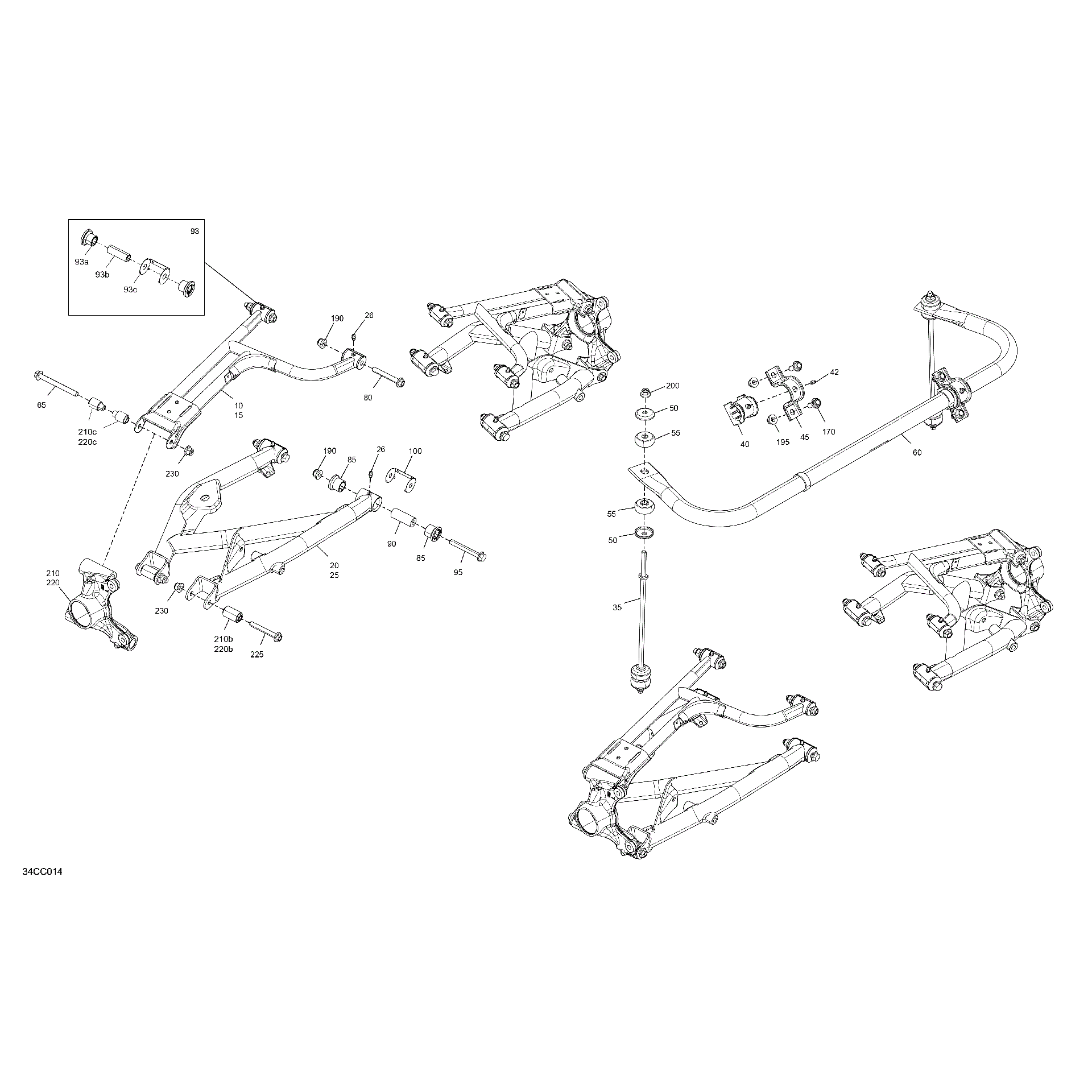 An Image of a Genuine Can-Am Parts Schematic Diagram showing the schematic - SUSPENSION - REAR COMPONENTS