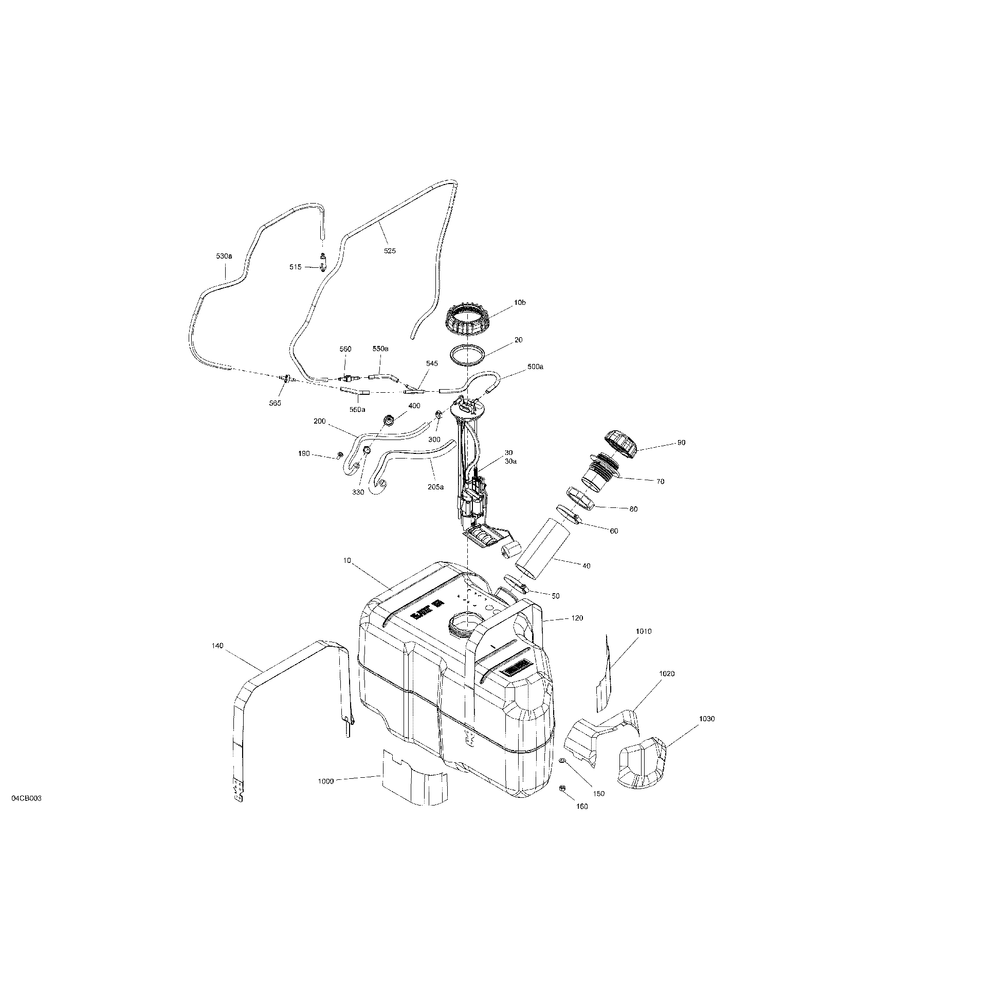 An Image of a Genuine Can-Am Parts Schematic Diagram showing the schematic - ENGINE - FUEL - NO EVAP