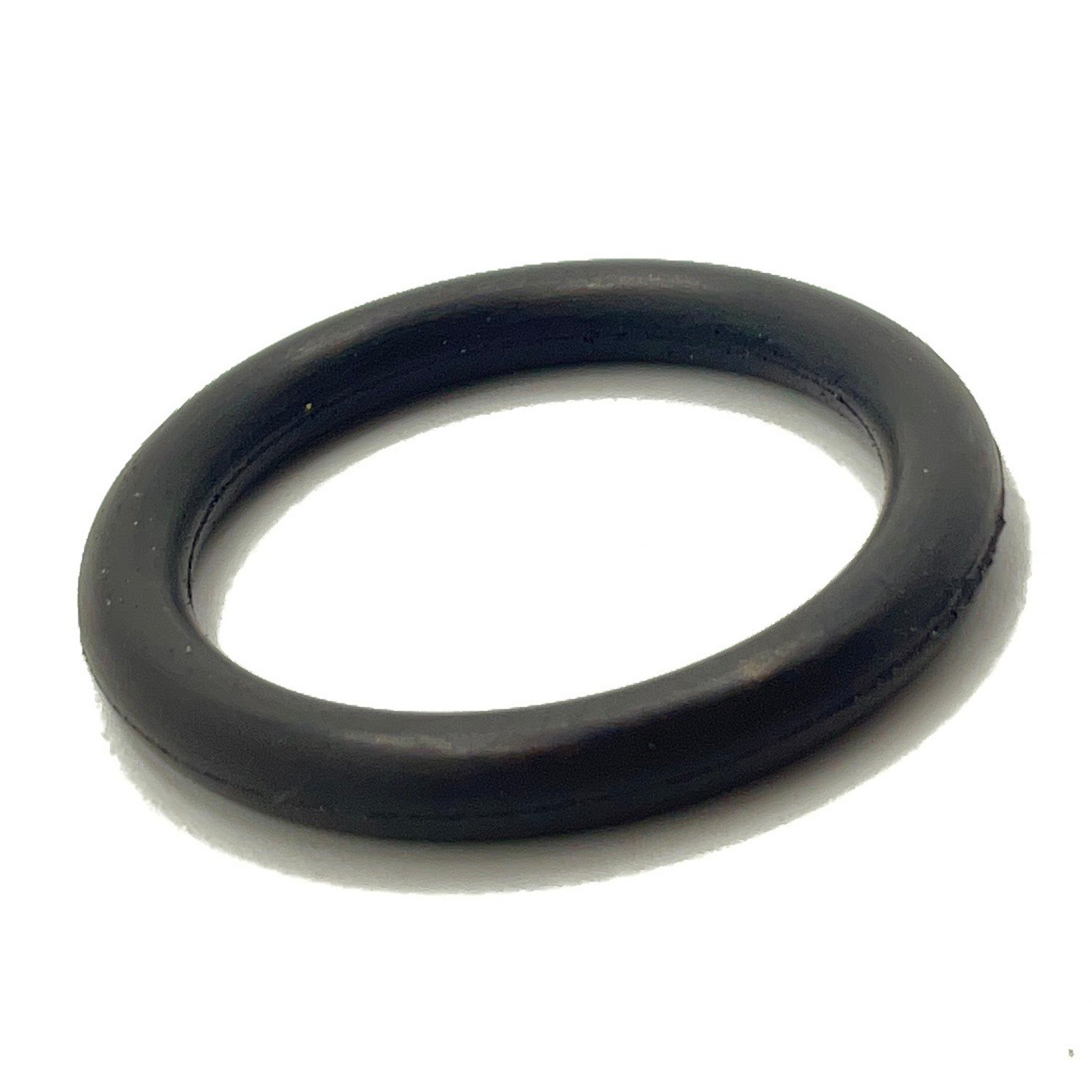 Black rubber O-ring with smooth surface, moderate thickness, circular cross-section.