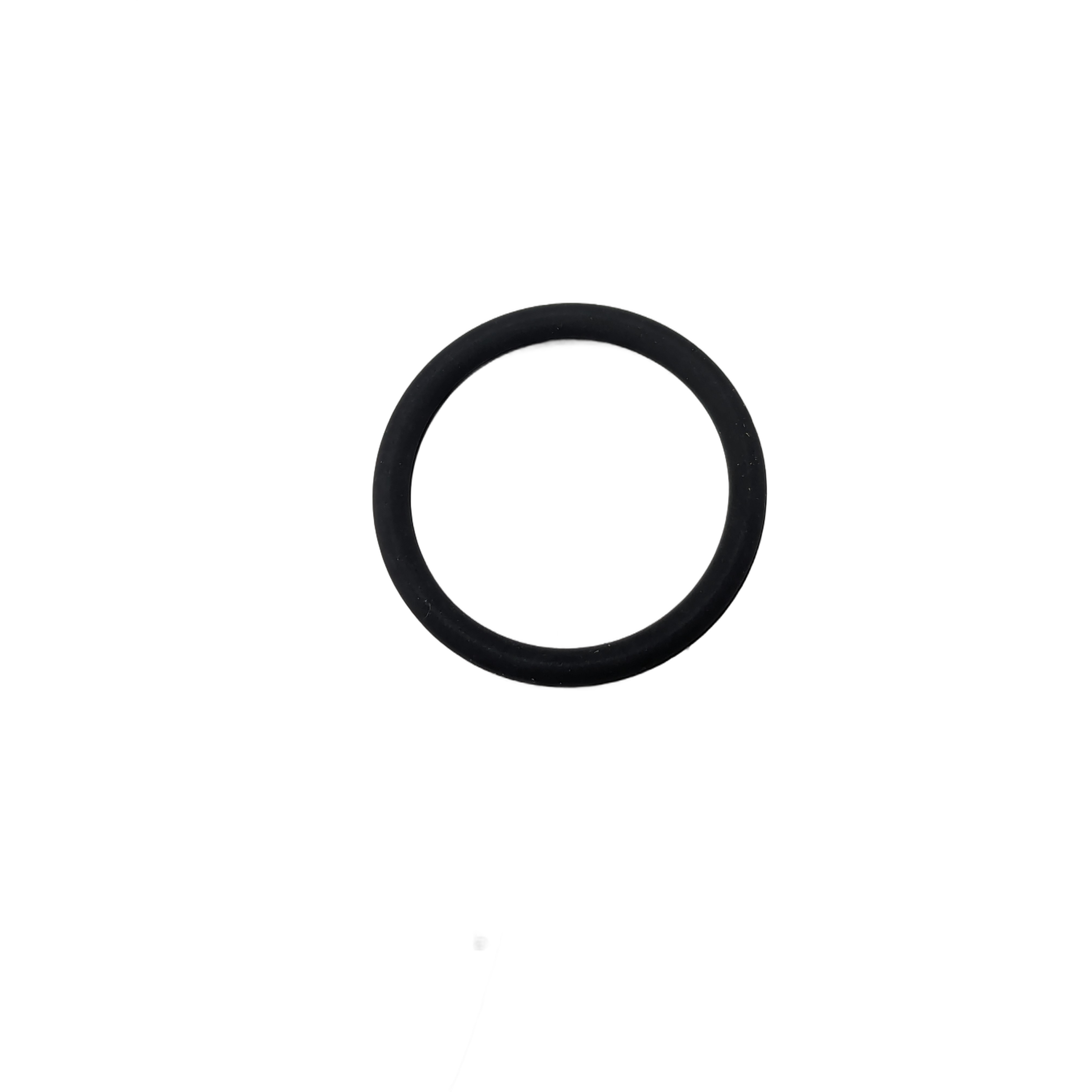 Black circular rubber O-ring seal with smooth surface and uniform thickness.
