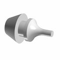 Black and silver conical grommet bumper with tapered cylindrical extension.