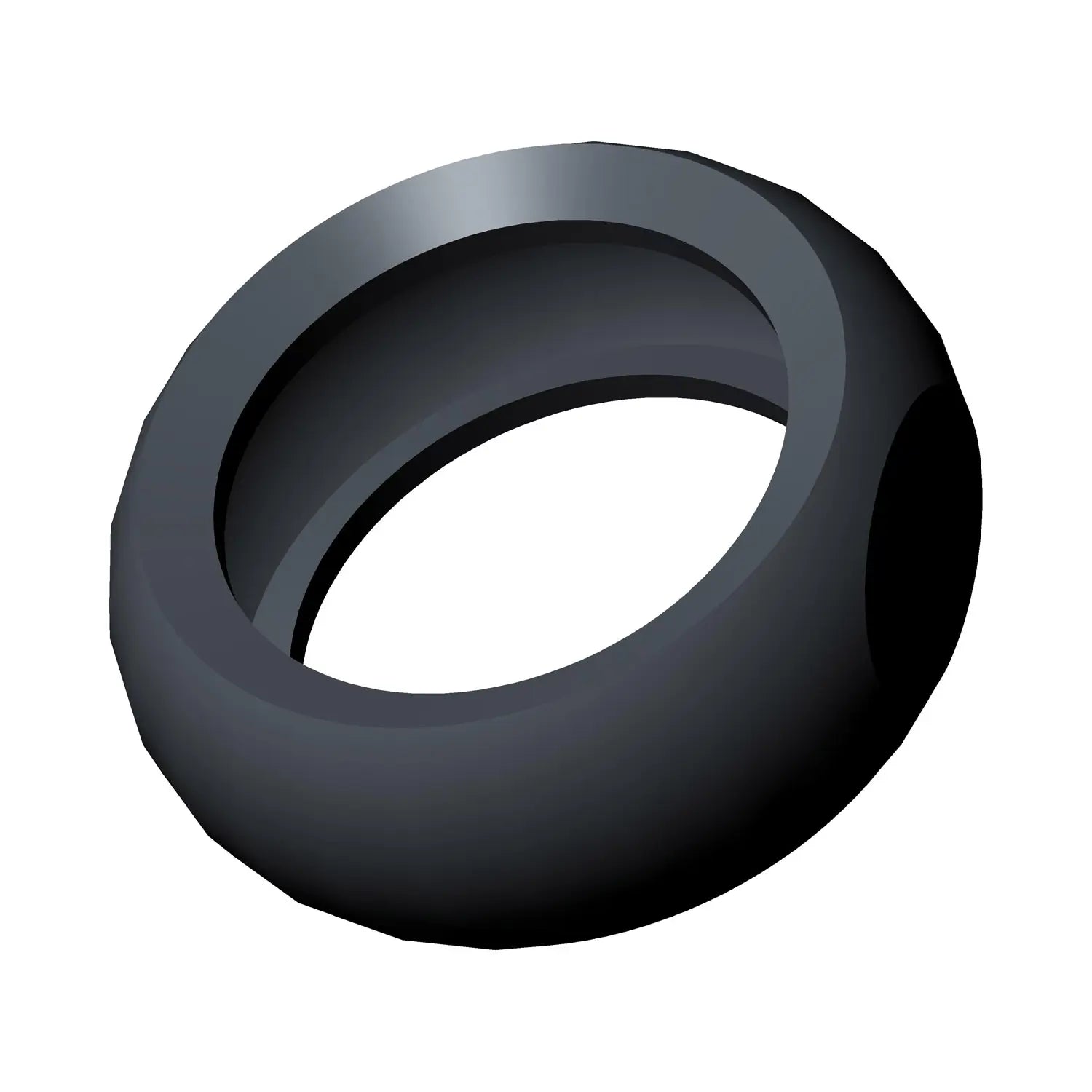 Black smooth rear motorcycle tire with rounded profile and no tread pattern.