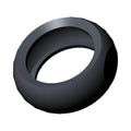 Black smooth rear motorcycle tire with rounded profile and no tread pattern.