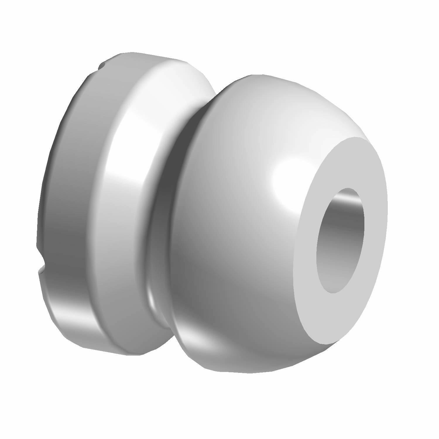 White cylindrical rubber bumper with a 17.8 mm hole in the center, slightly flared edges.