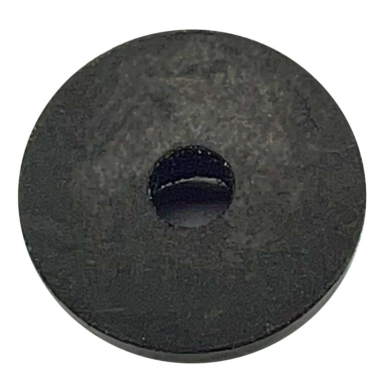 Round black rubber bumper with central hole and textured surface.