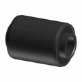 Black cylindrical metal swingarm bushing with a hollow center and stepped edges.