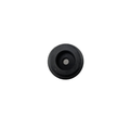 Black rubber grommet with a hollow center and smooth rounded edges, designed for mounting or vibration dampening.