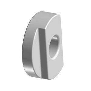 Gray rubber exhaust bushing with rounded edges and central circular hole.