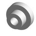 Gray cylindrical rubber radiator mount grommet with a central hole and thick outer walls.