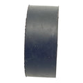 Black cylindrical rubber box bumper with smooth surface and flat washer attached on one side.