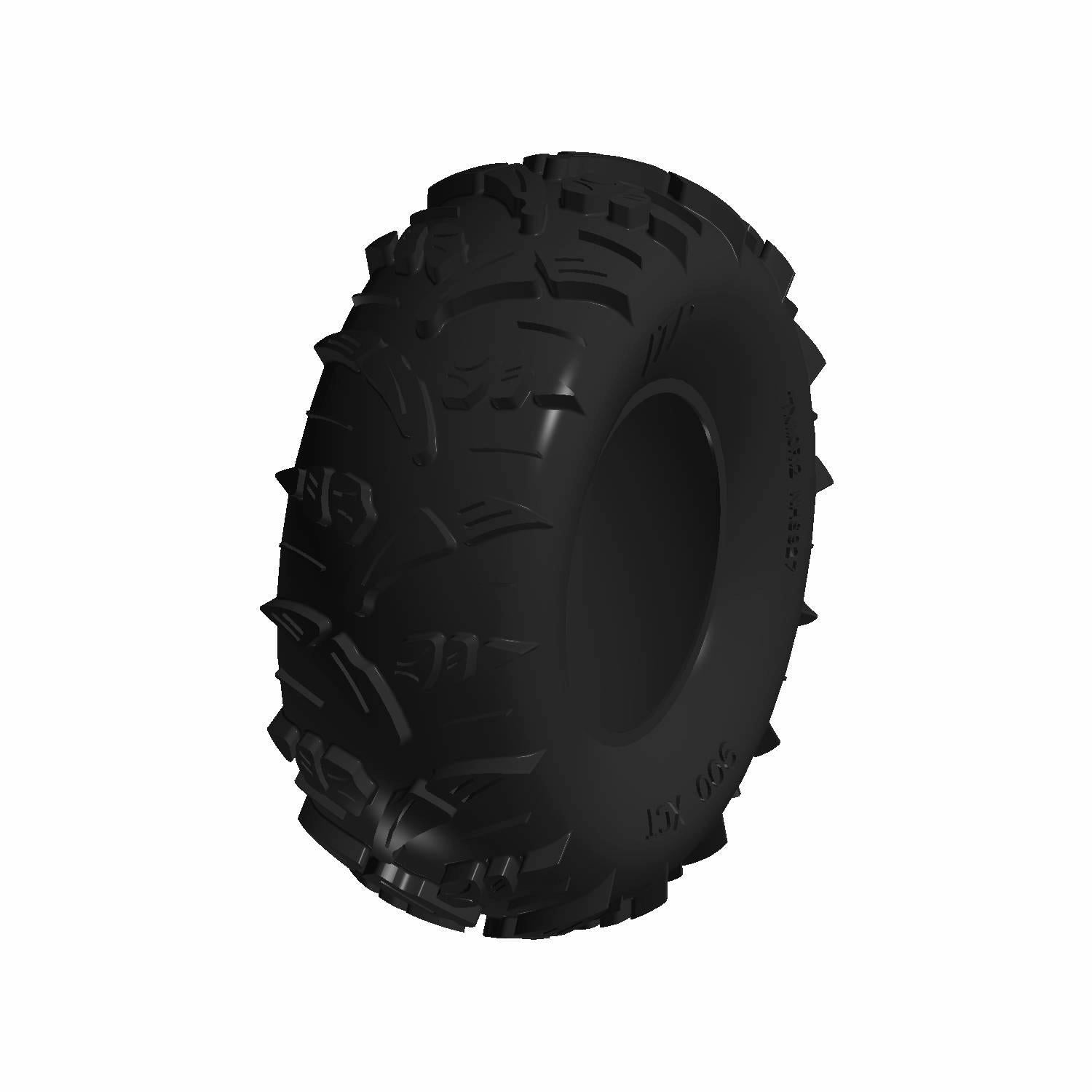 Black off-road rear tire with deep aggressive tread, 27x11 R12 size for Polaris UTVs.