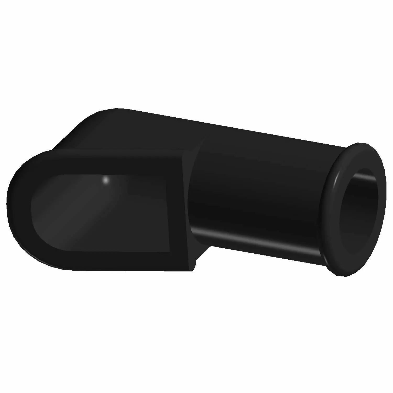 Black molded rubber battery boot with cylindrical opening and rounded end cover.