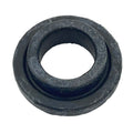 A close-up of a Flange Bushing (Replaced by 5414144) by Polaris, a black circular component with a central hole, often used as an OEM part to protect or insulate openings in Victory motorcycle hardware.