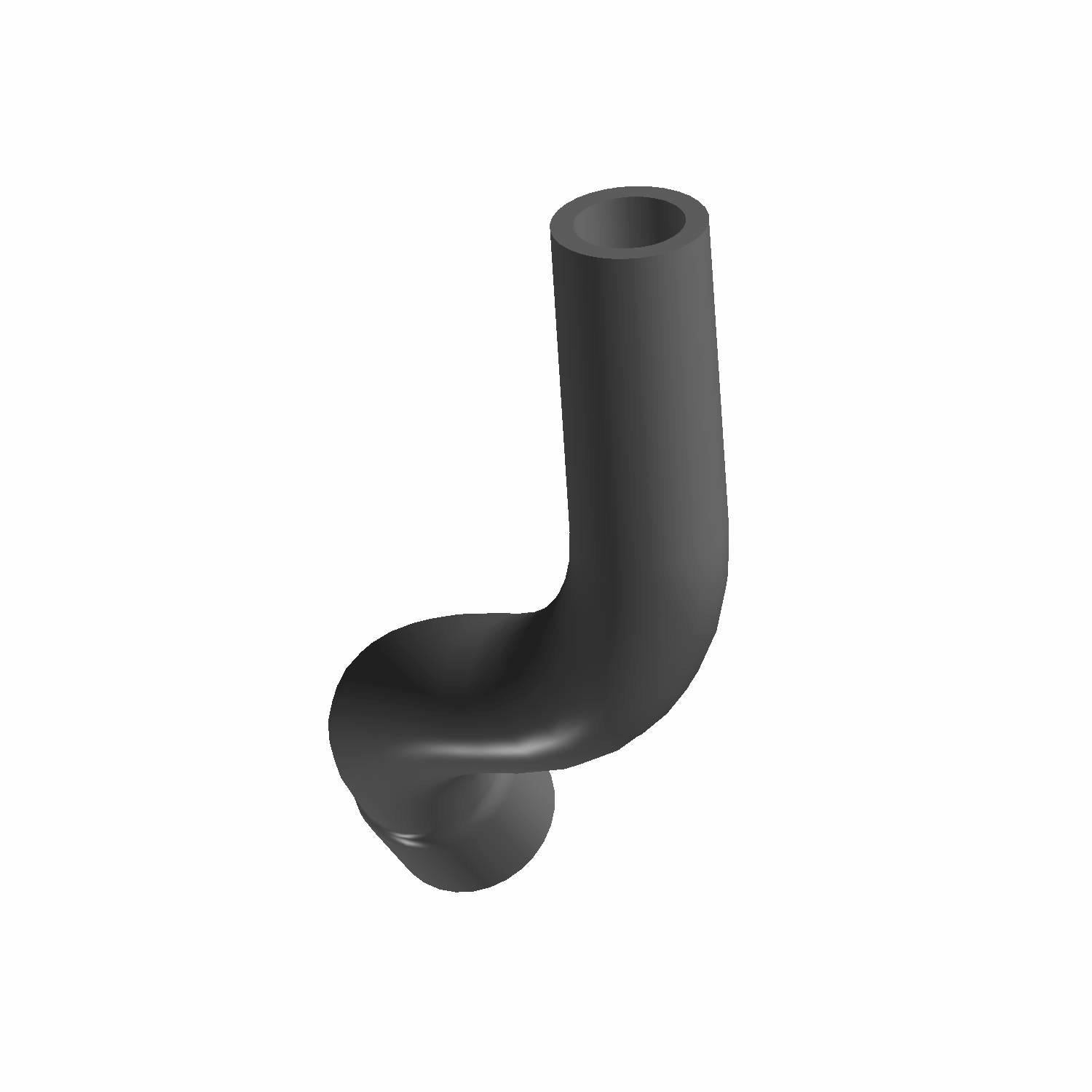 Black rubber rear engine inlet hose with a curved, angled design for Polaris UTV models.