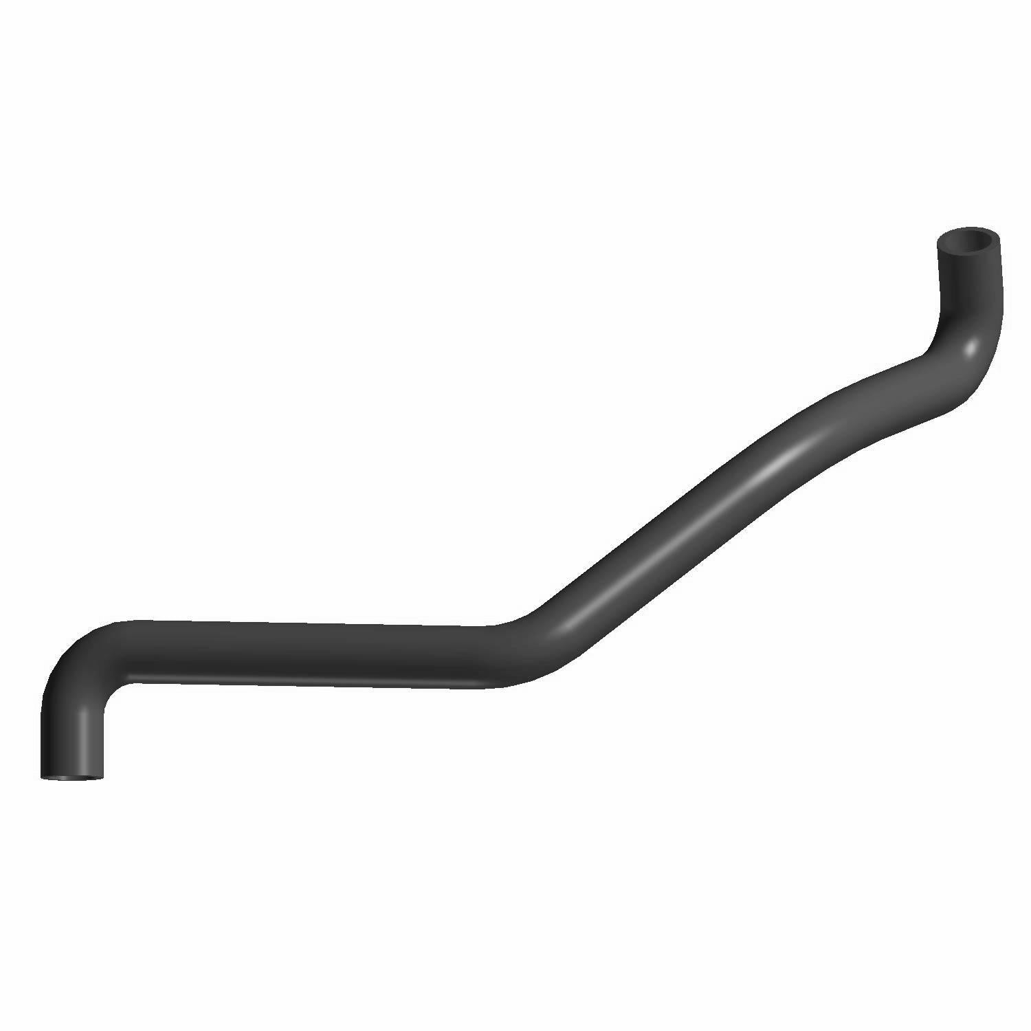 Black molded rubber upper radiator hose with angled bends for Polaris UTV.