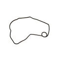 Black rubber stator cover gasket with irregular rounded shape and one smaller circular hole.