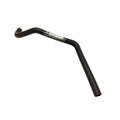 Black molded rubber engine vent hose with angled bends and a white barcode label attached.