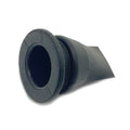 Black rubber drain plug with a flared round opening and tapered end.