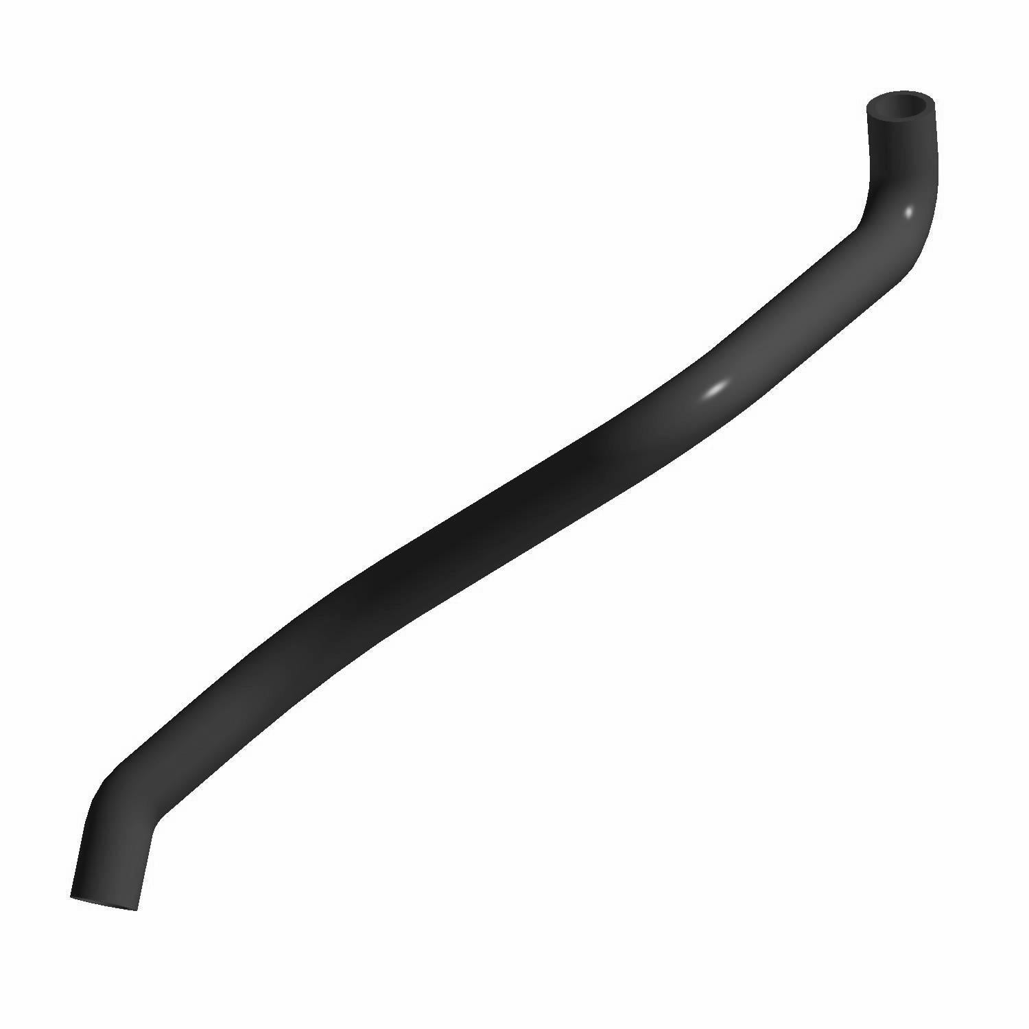 Black molded rubber upper radiator hose with curved shape for Polaris vehicles.