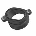 Black throttle body boot adapter with two metal-reinforced mounting holes and a contoured oval opening.